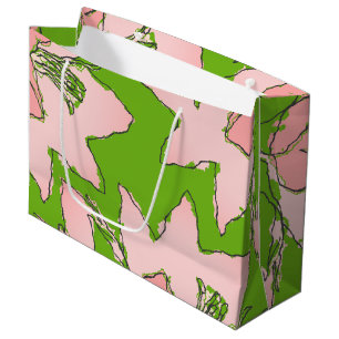 Bolsa De Regalo Grande Flores rosa y verde AKA Sorority