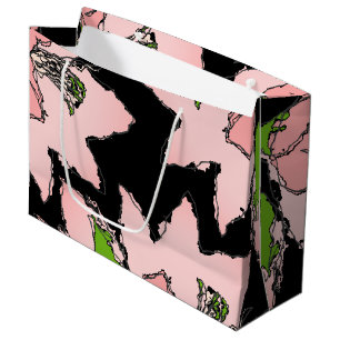 Bolsa De Regalo Grande Flores rosa y verde AKA Sorority