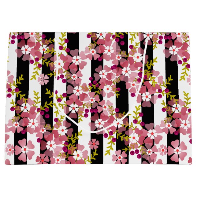 Bolsa De Regalo Grande Flores rosadas (Anverso)