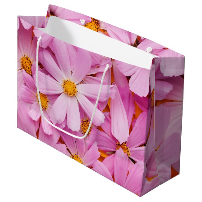 Bolsa De Regalo Grande Flores rosadas (Angulo Anverso)