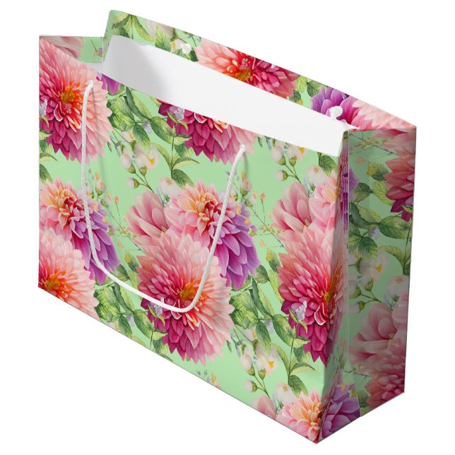 Bolsa De Regalo Grande Flores rosadas de Dahlia (Angulo Anverso)
