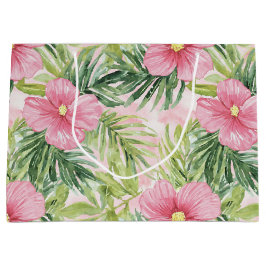 Bolsa De Regalo Grande Flores rosadas tropicales ducha de novia