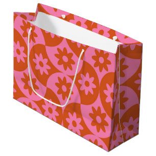 Bolsa De Regalo Grande Flores rosadas y naranjas en vieiras de mediados d