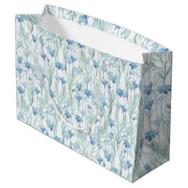 Bolsa De Regalo Grande Flores silvestres acuarela azul