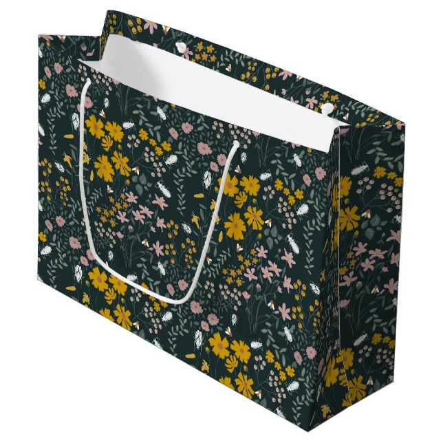 Bolsa De Regalo Grande Flores silvestres bohemias de mostaza (Angulo Anverso)