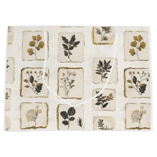 Bolsa De Regalo Grande Flores silvestres prensadas secas vintage botánica