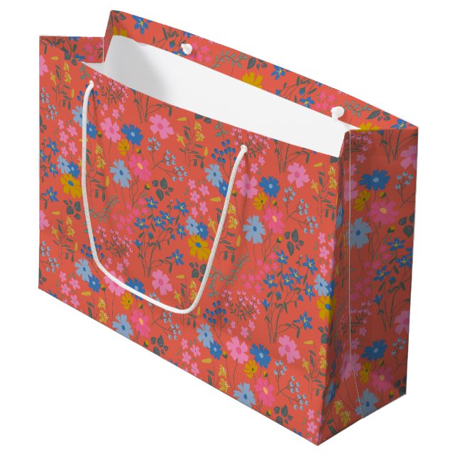 Bolsa De Regalo Grande Flores silvestres rojas modernas Boho (Angulo Anverso)