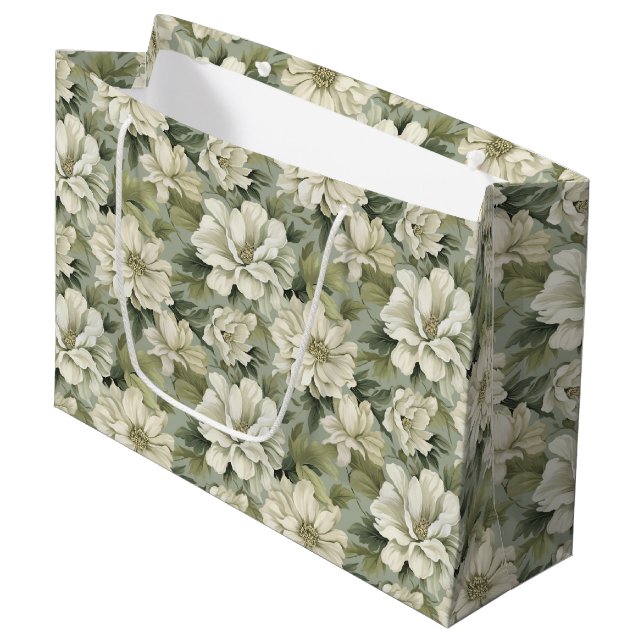 Bolsa De Regalo Grande Flores verdes de sabio bohemio (Angulo Anverso)