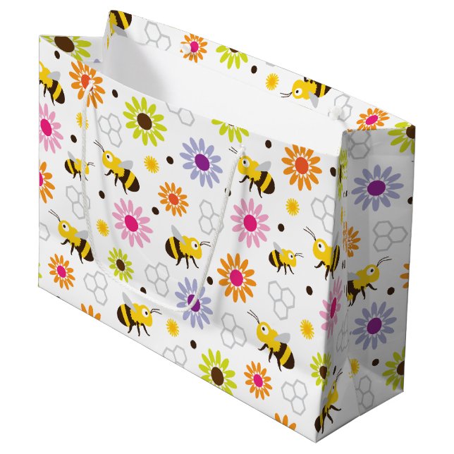 Bolsa De Regalo Grande Flores y abejas (Angulo Anverso)