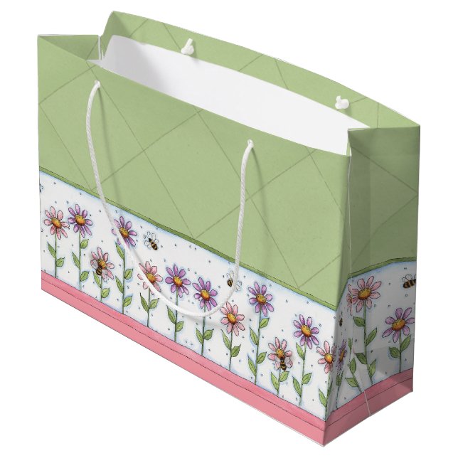 Bolsa De Regalo Grande Flores y abejas (Angulo reverso)