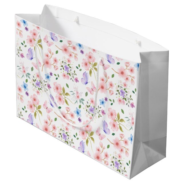 Bolsa De Regalo Grande Flores y mariposas (Angulo reverso)