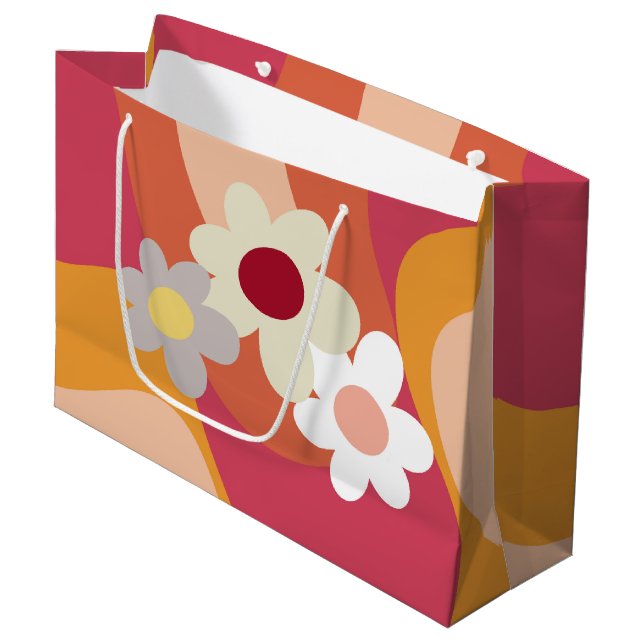 Bolsa De Regalo Grande Flores y olas de estilo retro (Angulo Anverso)
