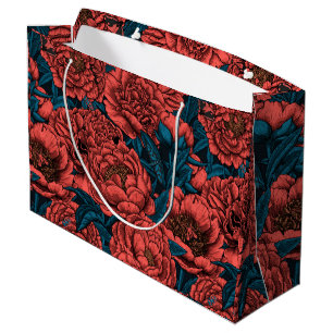 Bolsa De Regalo Grande Flores y polillas de peonía roja