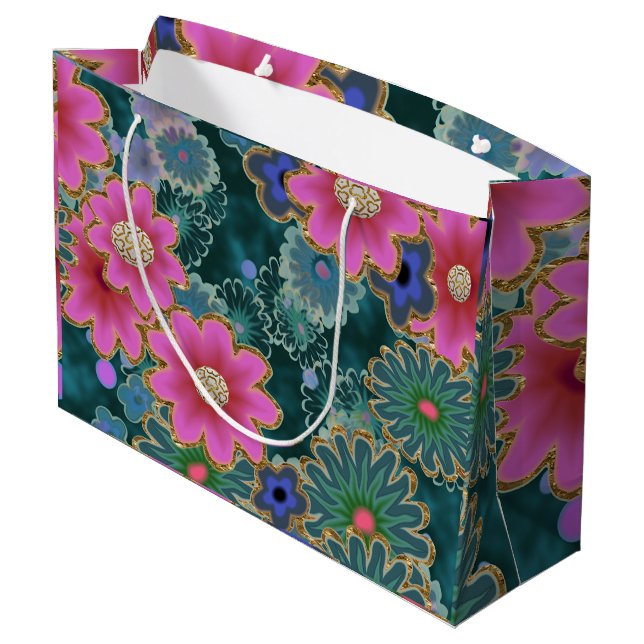 Bolsa De Regalo Grande Flower Power Explosion Fun Uniqu (Angulo reverso)