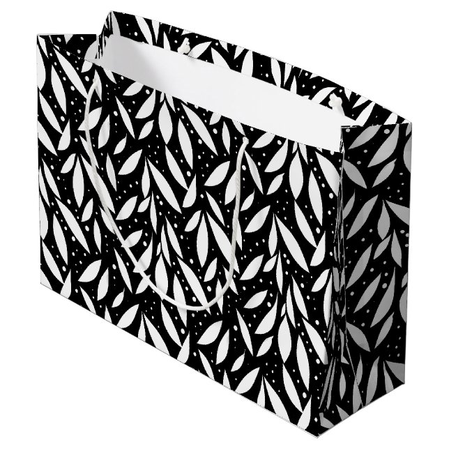 Bolsa De Regalo Grande Foliage moderno negro y blanco (Angulo reverso)