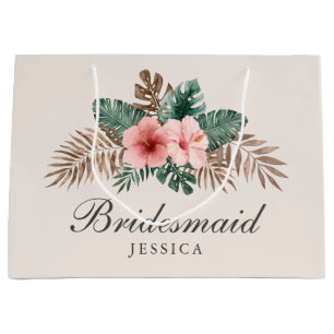 Bolsa De Regalo Grande Foliage Tropical Boho Moderno Bridesmaid Gran Gif