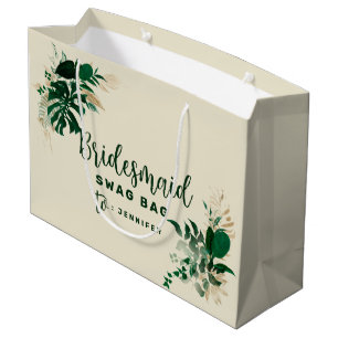 Bolsa De Regalo Grande Foliage Tropical Green & Gold Bridesmaid