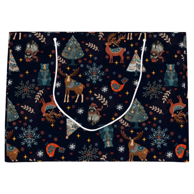 Bolsa De Regalo Grande Folk Art Christmas  (Anverso)