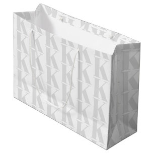 Bolsa De Regalo Grande Fondo blanco de monograma empresarial simple