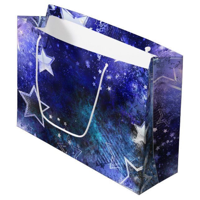 Bolsa De Regalo Grande Fondo espacial con estrellas (Angulo Anverso)