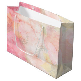 Bolsa De Regalo Grande Fondo floral rosa de color de agua
