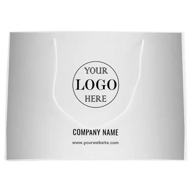 Bolsa De Regalo Grande Fondo Gris Difuminado Logo Personalizado Negocios (Anverso)