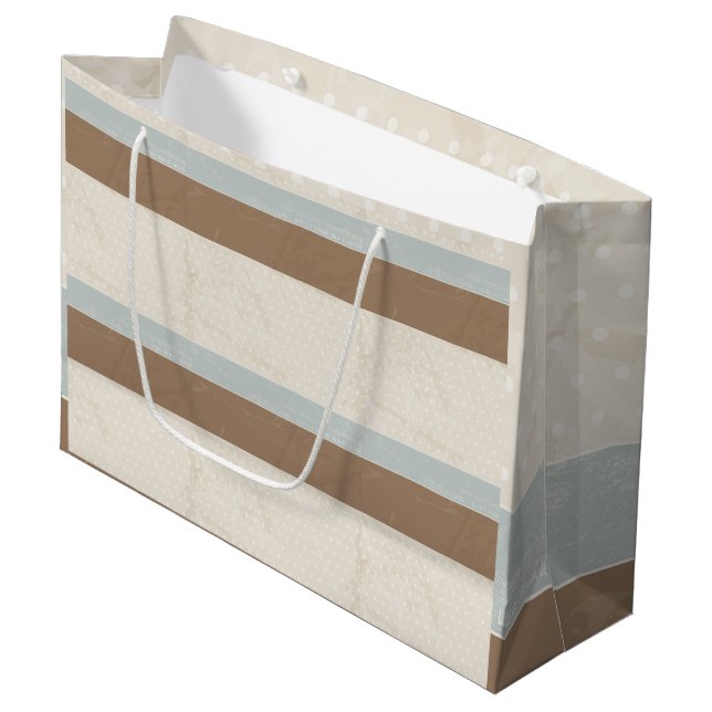 Bolsa De Regalo Grande Fondo retro de los puntos de polka suave azul beig (Angulo Anverso)