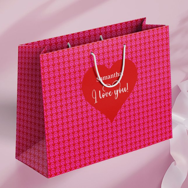 Bolsa De Regalo Grande Forever Love I Love You Text Valentine Gift Bag (Forever Love I Love You Text Valentine Gift Bag)