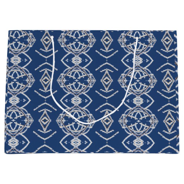 Bolsa De Regalo Grande Formas de nieve azul y blanco brillante de patrón (Anverso)