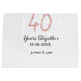 Bolsa De Regalo Grande Forty years together black pink glitter bold lette