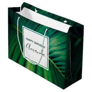 Bolsa De Regalo Grande Foto cumpleaños de la naturaleza de la hoja verde 