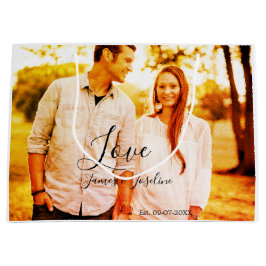 Bolsa De Regalo Grande Foto de amor agrega el nombre. Boda de año de fech