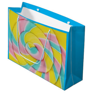 Bolsa De Regalo Grande Foto de caramelos pasteles en espiral arcoiris Pas