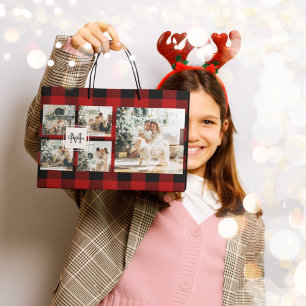 Bolsa De Regalo Grande Foto De Collage Y Búfalo Rojo Con Inicio