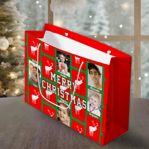 Bolsa De Regalo Grande Foto de Navidad familiar