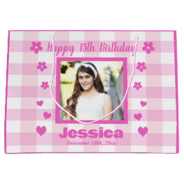 Bolsa De Regalo Grande Foto de personalizado Feliz 15 cumpleaños Placa bl