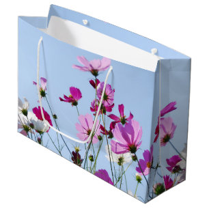 Bolsa De Regalo Grande Foto de pradera de flores de Bonito rosa y púrpura