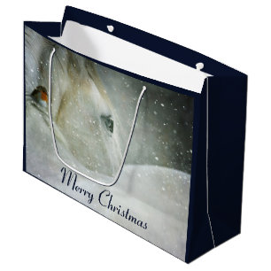 Bolsa De Regalo Grande Foto de un hermoso caballo blanco en invierno