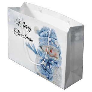 Bolsa De Regalo Grande Foto de un muñeco de nieve en invierno - Navidades