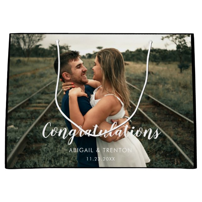 Bolsa De Regalo Grande Foto del día de la boda personalizada (Anverso)