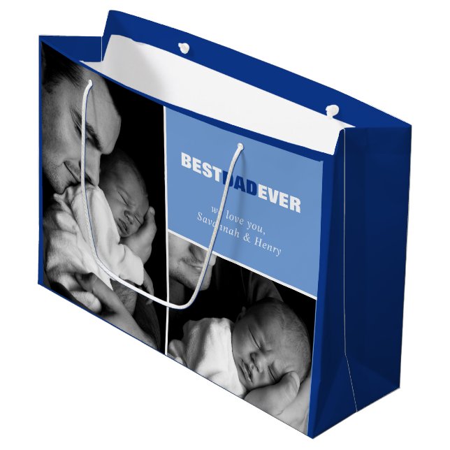 Bolsa De Regalo Grande Foto del Día del Padre personalizado Mejor regalo  (Angulo Anverso)
