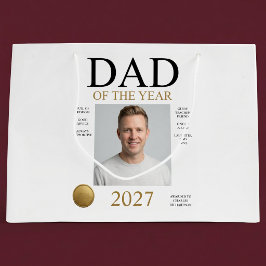Bolsa De Regalo Grande Foto del padre del año (solo blanco)