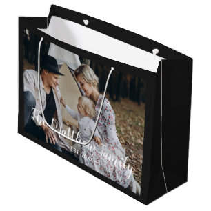 Bolsa De Regalo Grande Foto del personalizado con apellido y año establec
