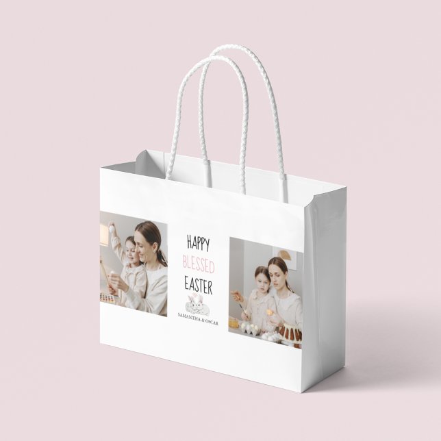 Bolsa De Regalo Grande Foto moderna de dos | Feliz Pascua Bendecida | Bun (Subido por el creador)