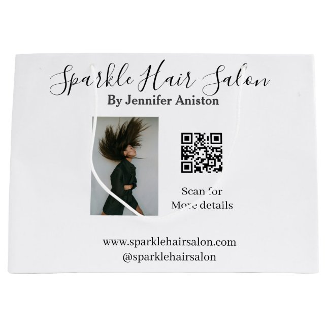 Bolsa De Regalo Grande Foto moderna peluquería pequeña empresa código QR (Anverso)