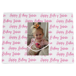 Bolsa De Regalo Grande Foto personalizada de cumpleaños feliz