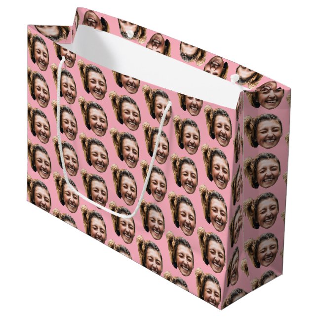 Bolsa De Regalo Grande Foto personalizada de Personalizado rosa gracioso  (Angulo Anverso)
