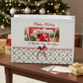 Bolsa De Regalo Grande Foto personalizada de vacaciones con nombre