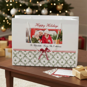 Bolsa De Regalo Grande Foto personalizada de vacaciones con nombre