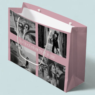 Bolsa De Regalo Grande Foto personalizado, texto, color Boda de Rubor Gra